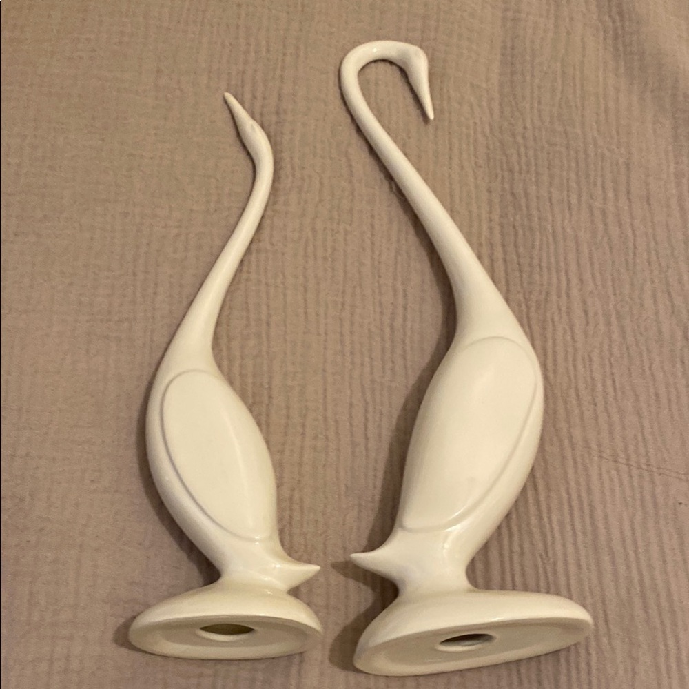 Elegant White Crane Birds Sculptures. Set 2 pieces - Picture 8 of 9